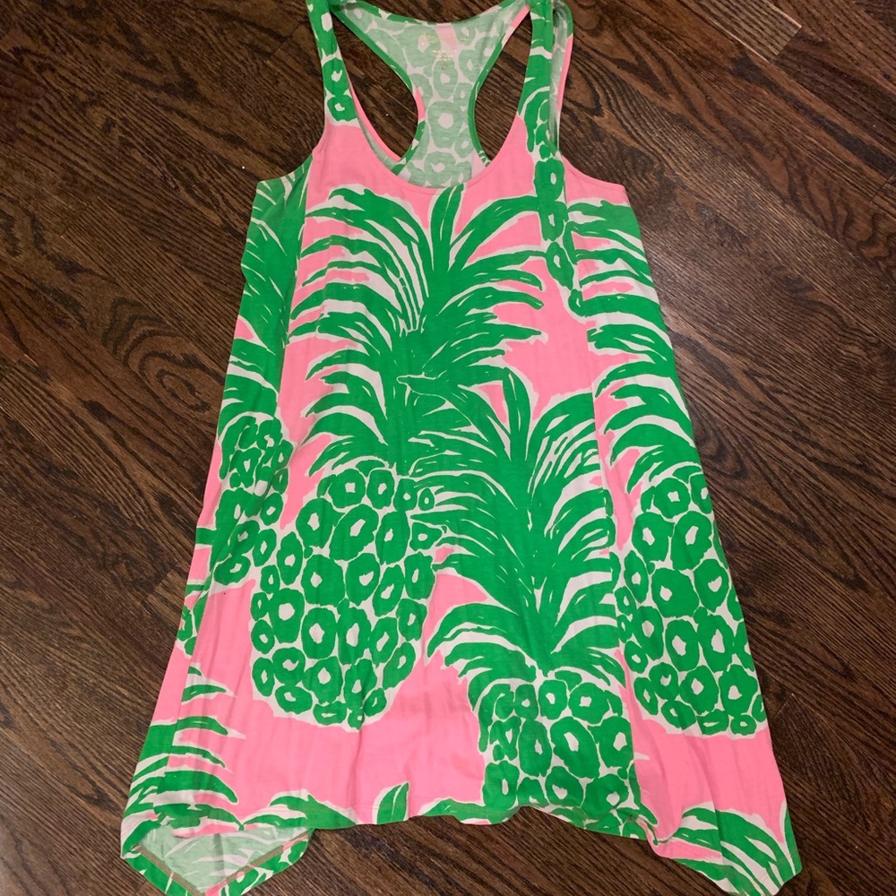 Lilly Pulitzer Pink and Green Pineapple Print Mini Dress